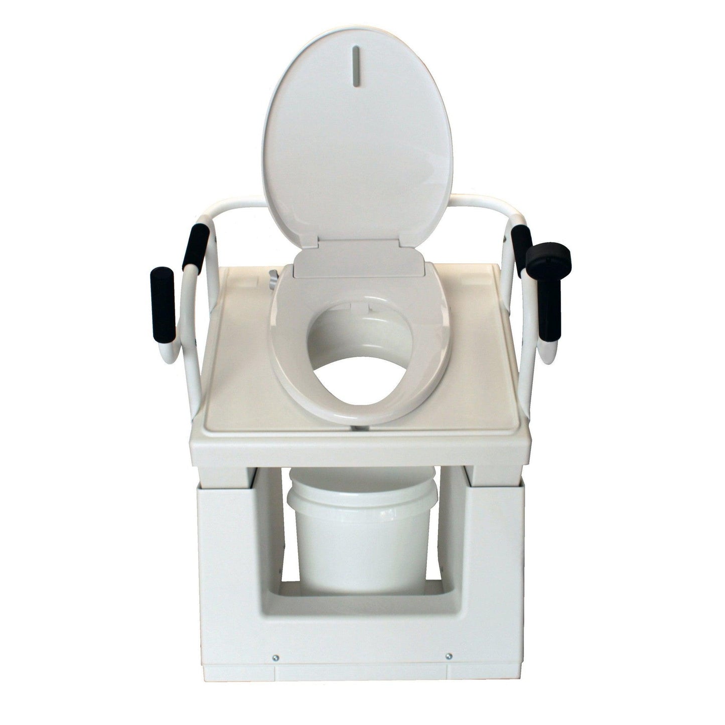 Throne Buttler 37" Powered Bedside Toilet Lift With 28" Wide Handle Bar, Upgraded Soft Close Toilet Seat and Commode Conversion Kit