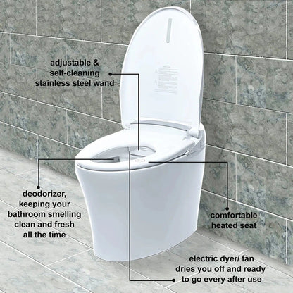 Trone Aquatina White Elongated Electronic Luxury Toilet With Integrated Bidet