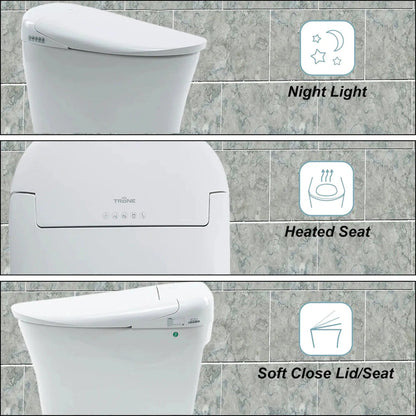 Trone Aquatina White Elongated Electronic Luxury Toilet With Integrated Bidet