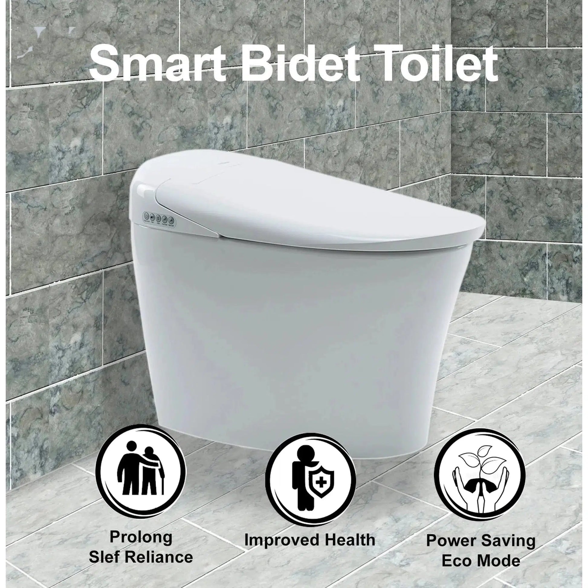 Trone Aquatina White Elongated Electronic Luxury Toilet With Integrated Bidet