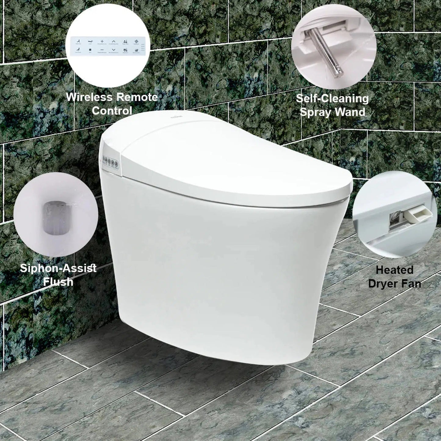 Trone Fountina White Elongated Electronic Luxury Toilet With Integrated Bidet