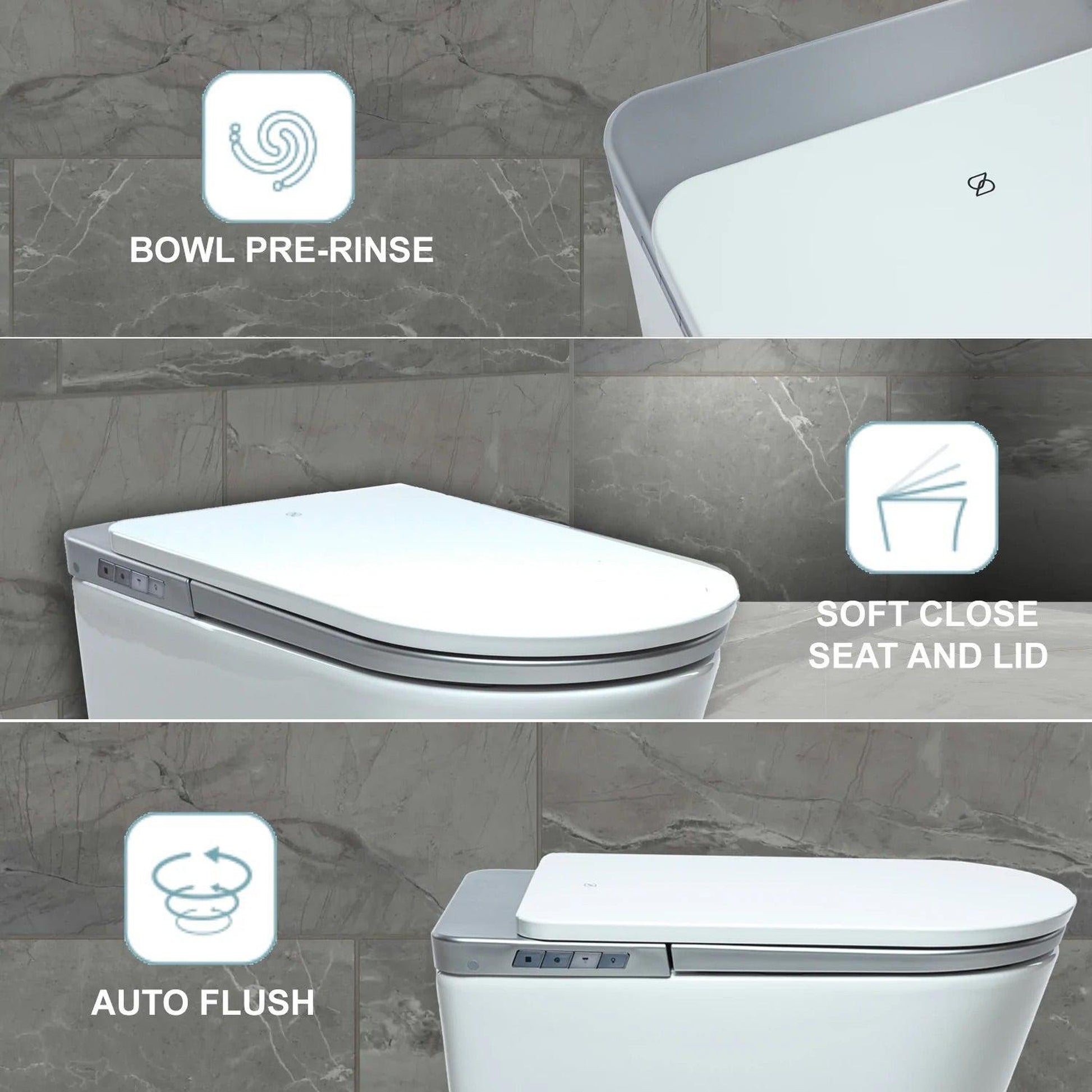Trone Ganza II Elongated White Luxury Toilet With Smart Bidet and Remote Control