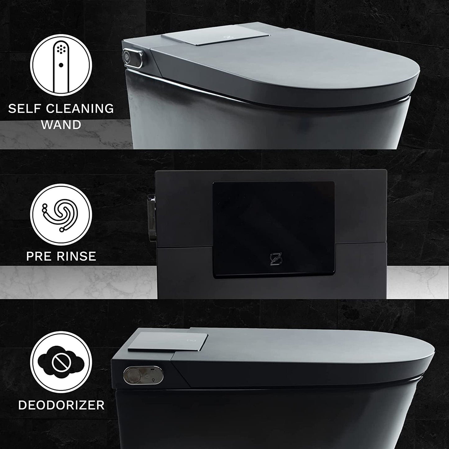 Trone Nobelet Elongated Matte Black Luxury Toilet With Smart Bidet and Remote Control