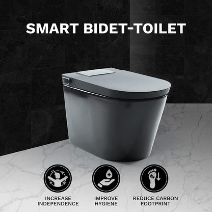 Trone Nobelet Elongated Matte Black Luxury Toilet With Smart Bidet and Remote Control