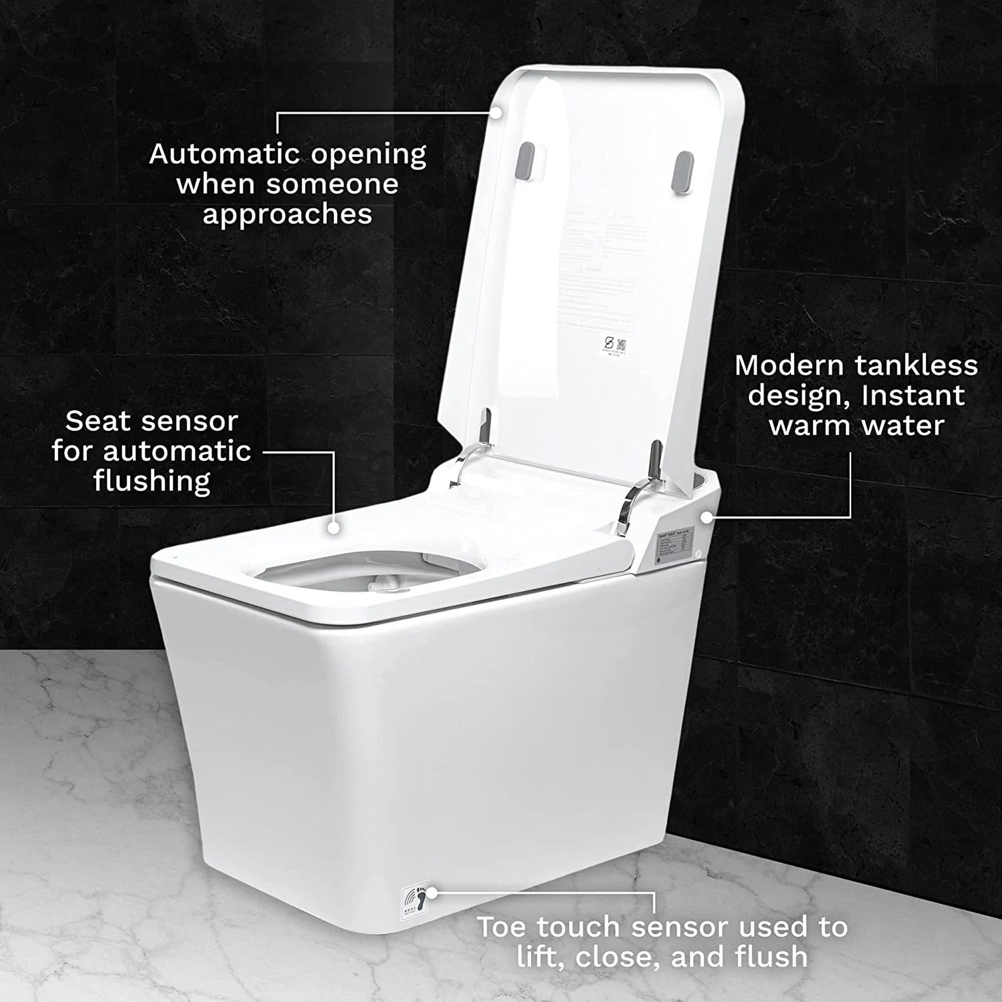 Trone Tahum Elongated White Luxury Toilet With Smart Bidet And Remote