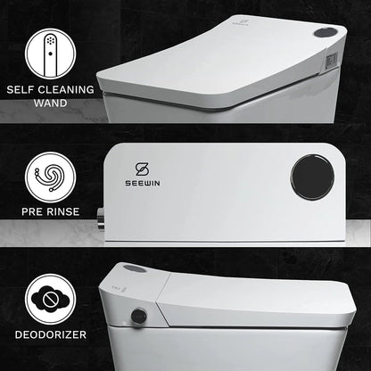 Trone Tahum Elongated White Luxury Toilet With Smart Bidet and Remote Control
