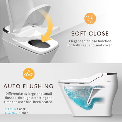 VOVO Stylement TCB-090S Electric Integrated Smart Bidet Toilet With Auto Flush, UV LED Sterilization, Smart Toilet Bidet, Heated Seat, Warm Dry and Water and Remote Control