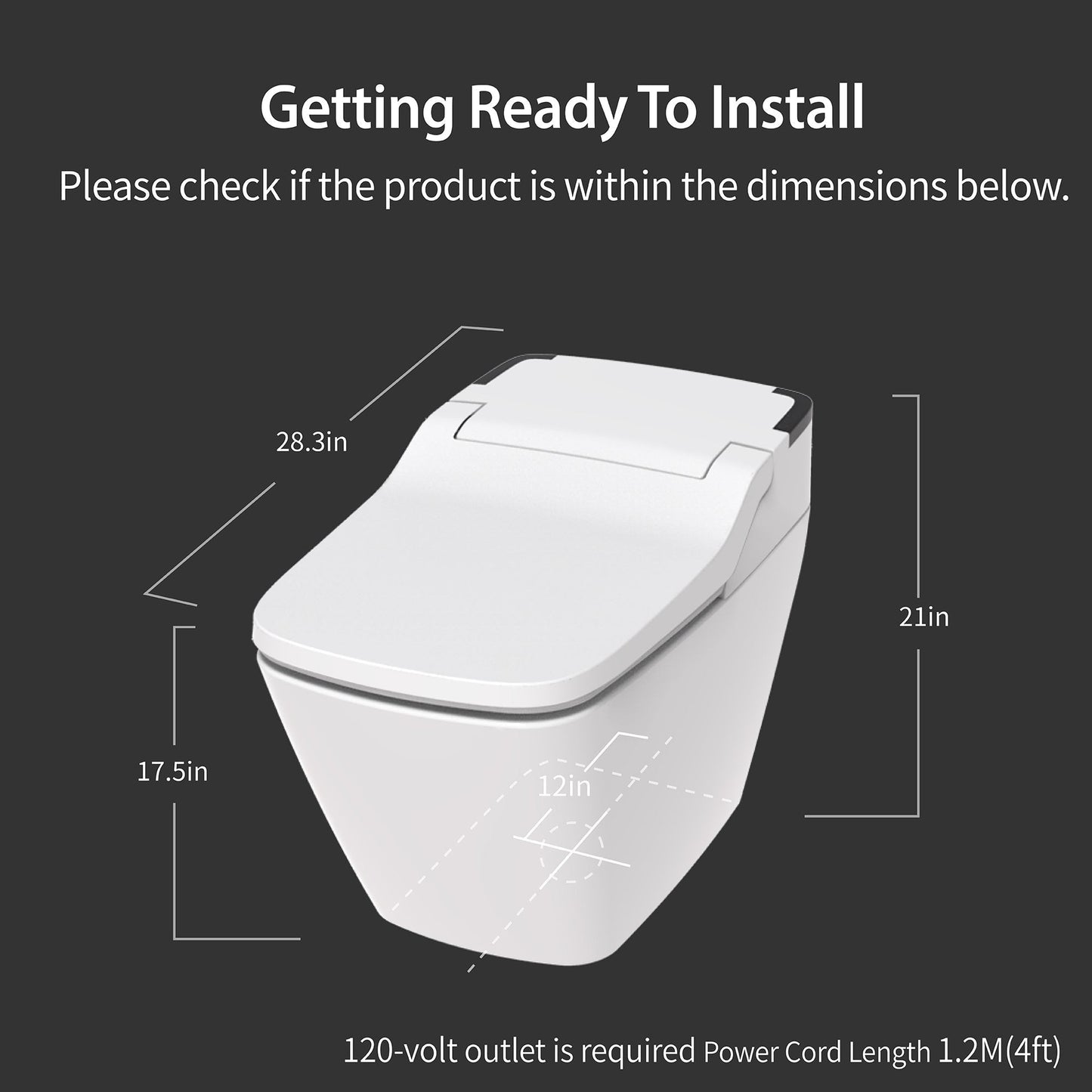 VOVO Stylement TCB-090SA Electric Integrated Smart Bidet Toilet With Auto Open and Close Lid, Auto Flush, UV LED Sterilization, Heated Seat, Warm Dry and Water and Remote Control