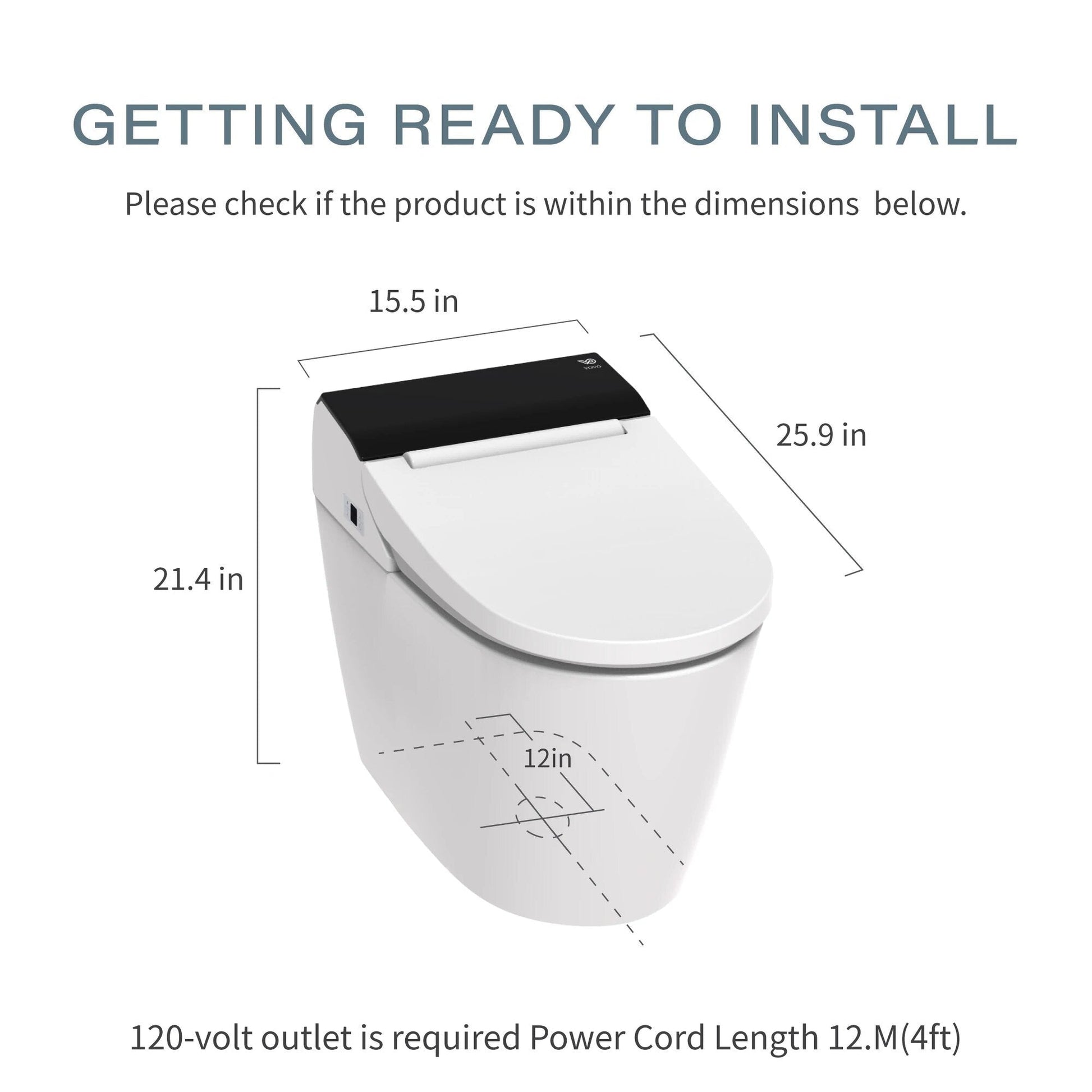 VOVO Stylement TCB 8100B Electric Integrated Smart Bidet Toilet With Remote Control