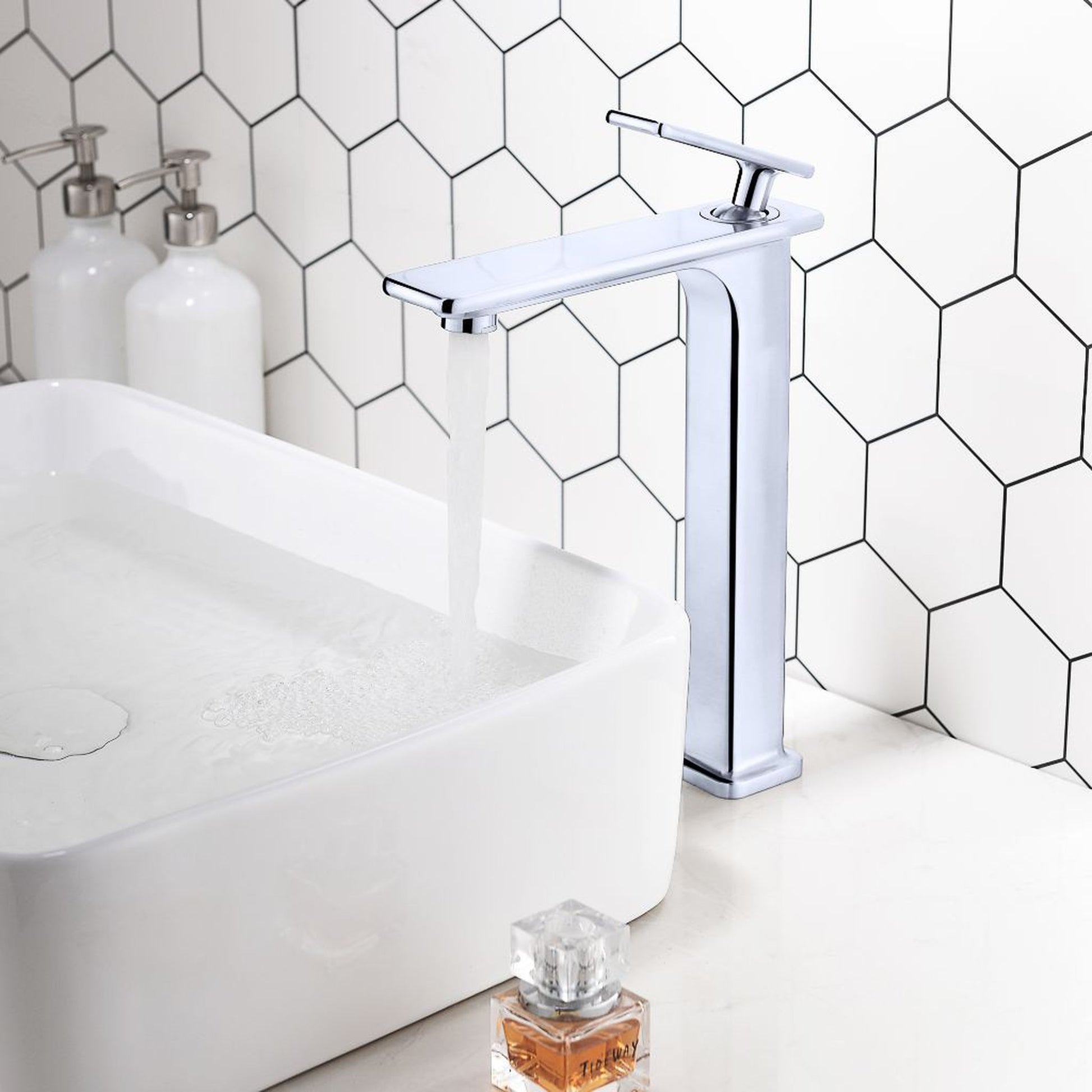 Vanity Art 12" Polished Chrome Single Hole Dazzling Mirror-Like Look Modern Bathroom Vessel Sink Faucet