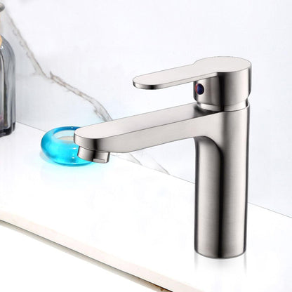 Vanity Art 6" Brushed Nickel Single Hole Dazzling Mirror-Like Look Modern Bathroom Vessel Sink Faucet