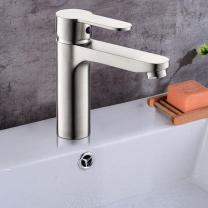 Vanity Art 6" Brushed Nickel Single Hole Dazzling Mirror-Like Look Modern Bathroom Vessel Sink Faucet