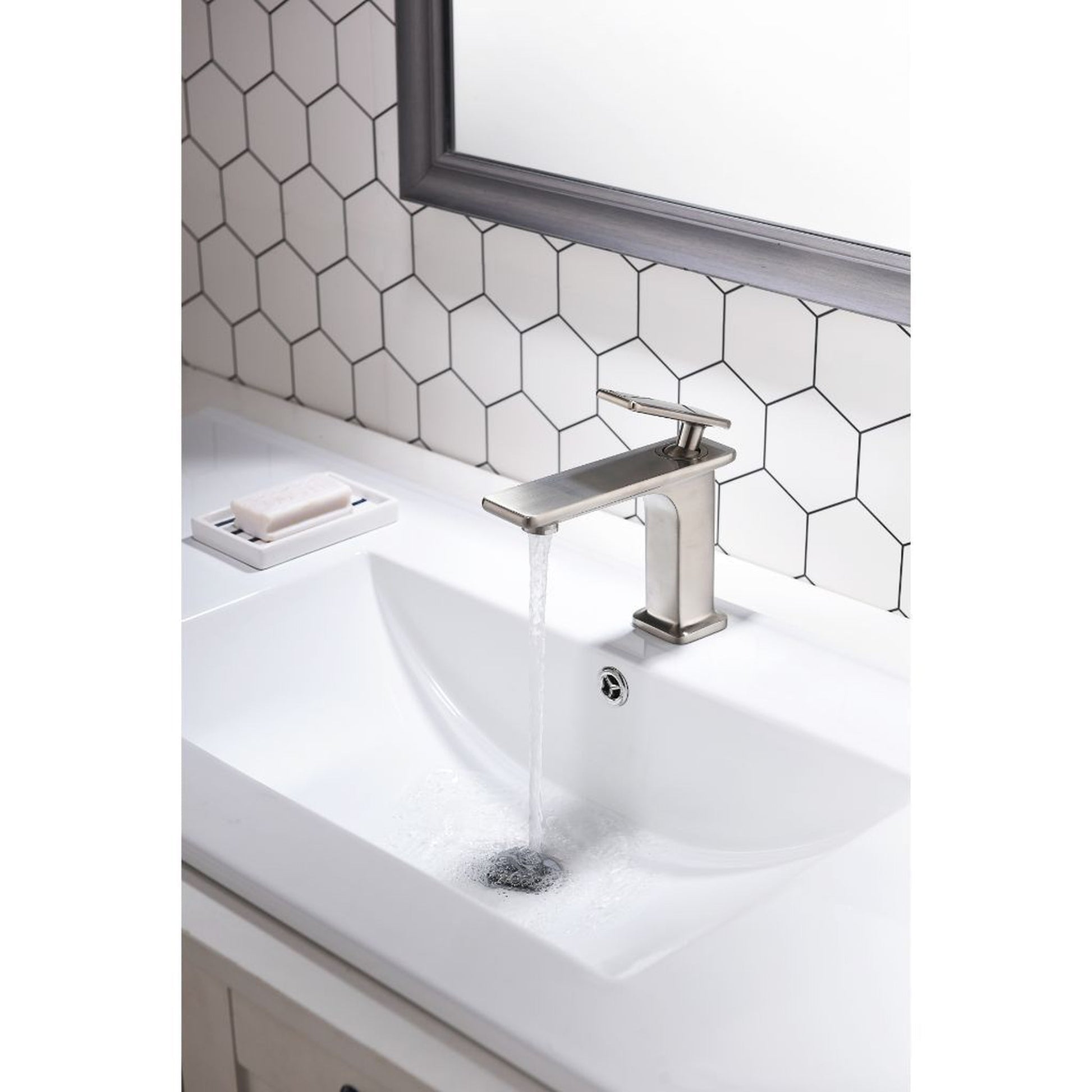 Vanity Art 6" Brushed Nickel Single Hole Modern Bathroom Vessel Sink Faucet