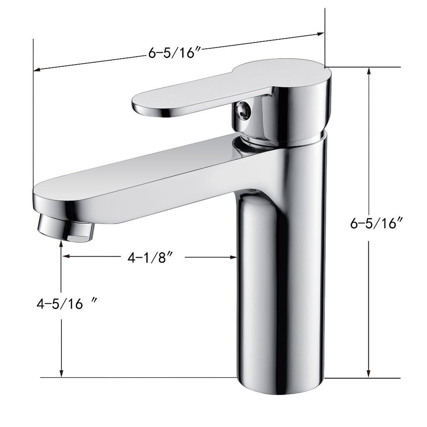 Vanity Art 6" Polished Chrome Single Hole Dazzling Mirror-Like Look Modern Bathroom Vessel Sink Faucet