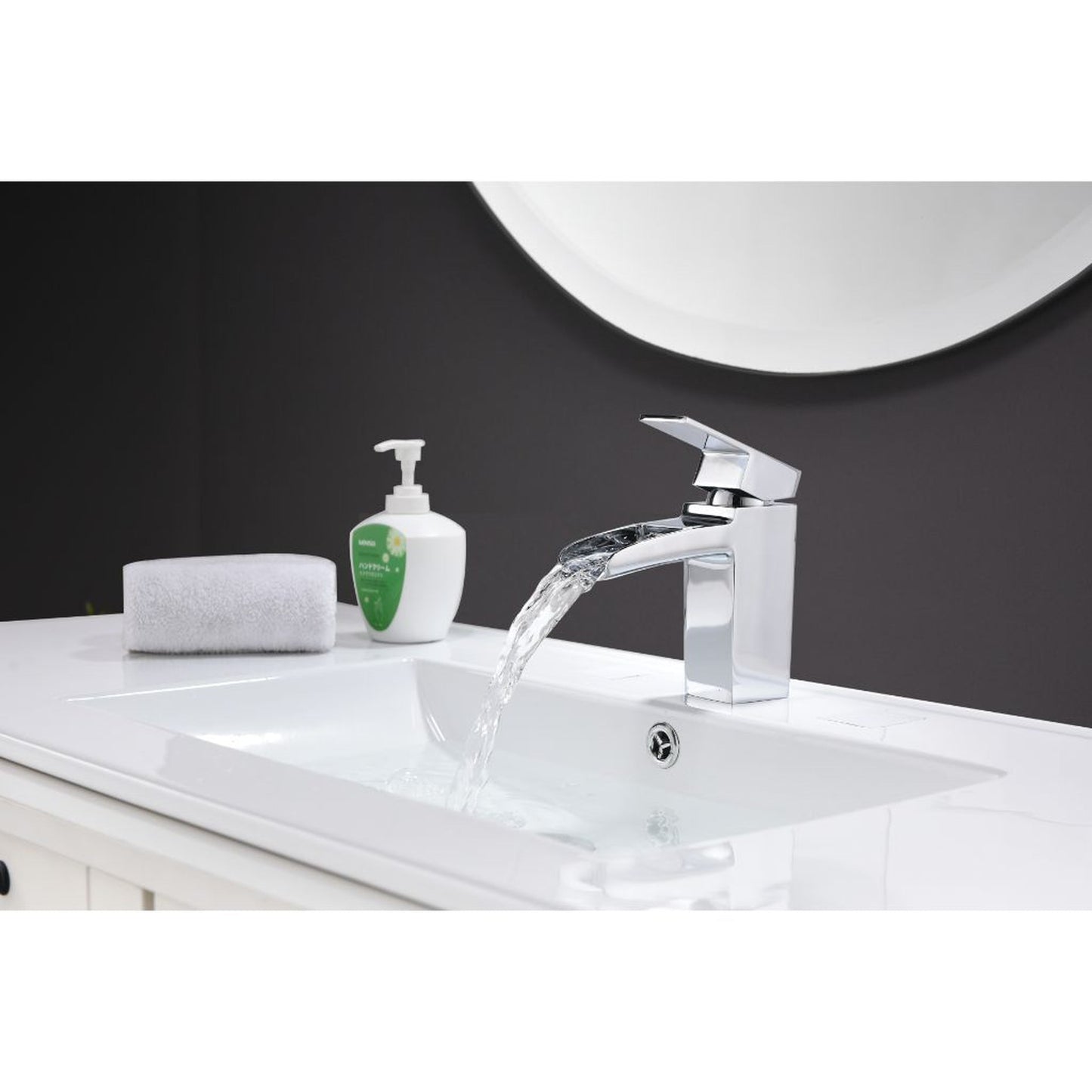 Vanity Art 6" Polished Chrome Single Hole Dazzling Mirror-Like Look Waterfall Spout Bathroom Vessel Sink Faucet