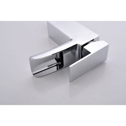 Vanity Art 6" Polished Chrome Single Hole Dazzling Mirror-Like Look Waterfall Spout Bathroom Vessel Sink Faucet