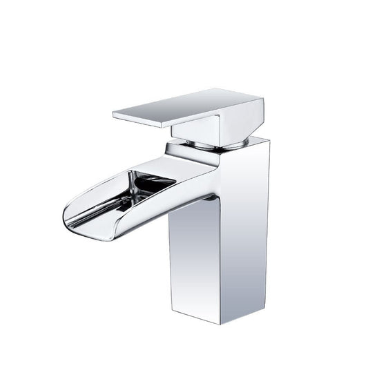 Vanity Art 6" Polished Chrome Single Hole Dazzling Mirror-Like Look Waterfall Spout Bathroom Vessel Sink Faucet