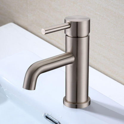 Vanity Art 7" Brushed Nickel Single Hole Modern Bathroom Sink Faucet