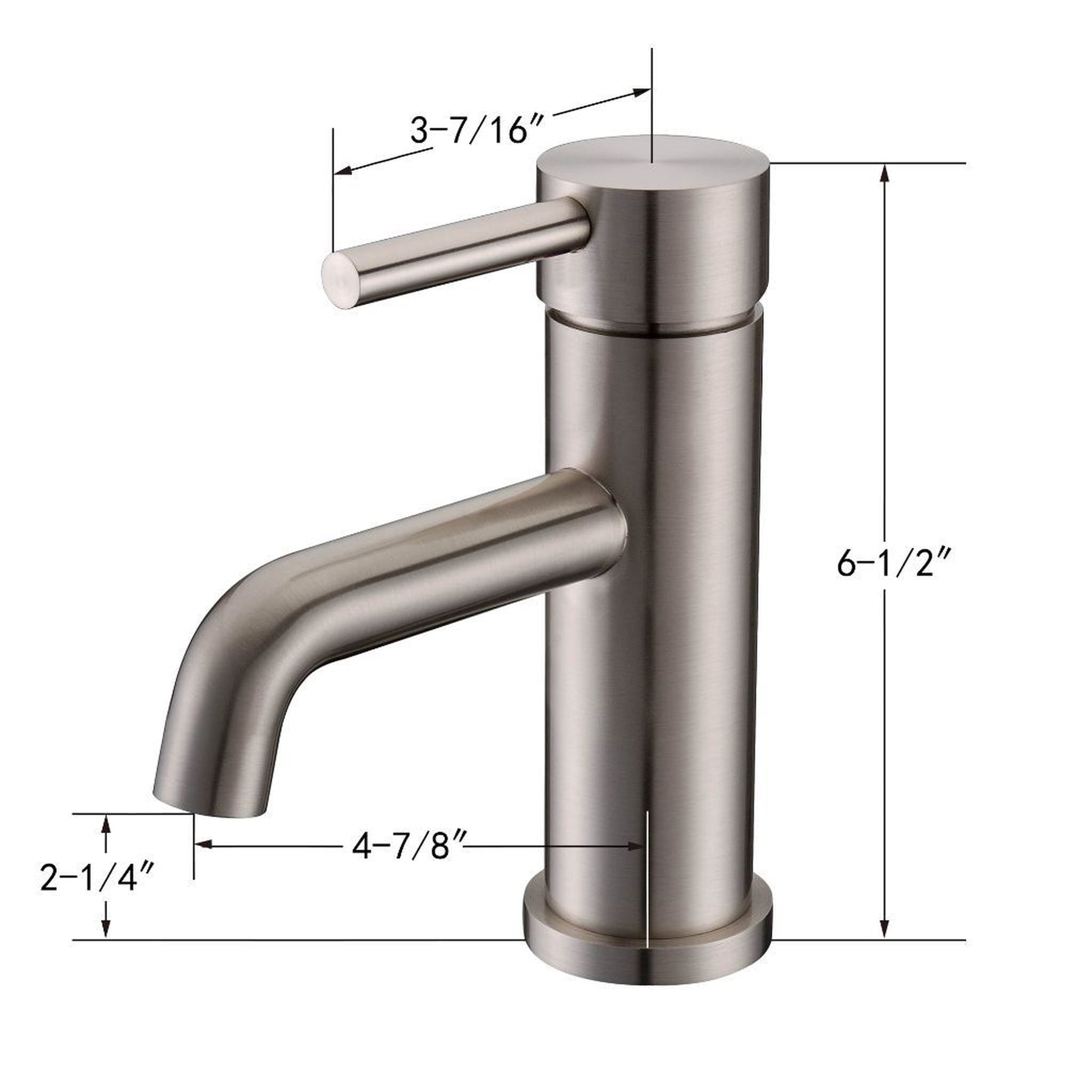 Vanity Art 7" Brushed Nickel Single Hole Modern Bathroom Sink Faucet