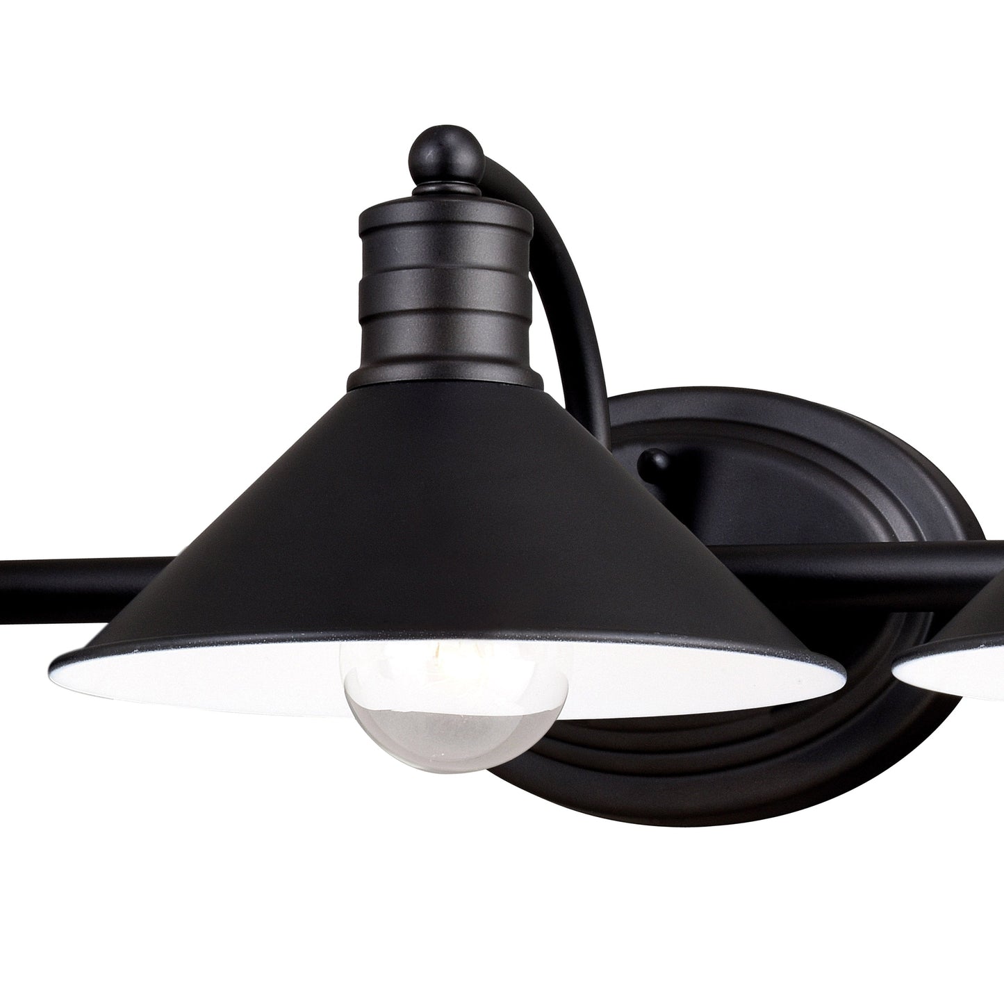 Vaxcel Akron 28" 3-Light Oil Rubbed Bronze and Matte White Vanity Light with Metal Shade