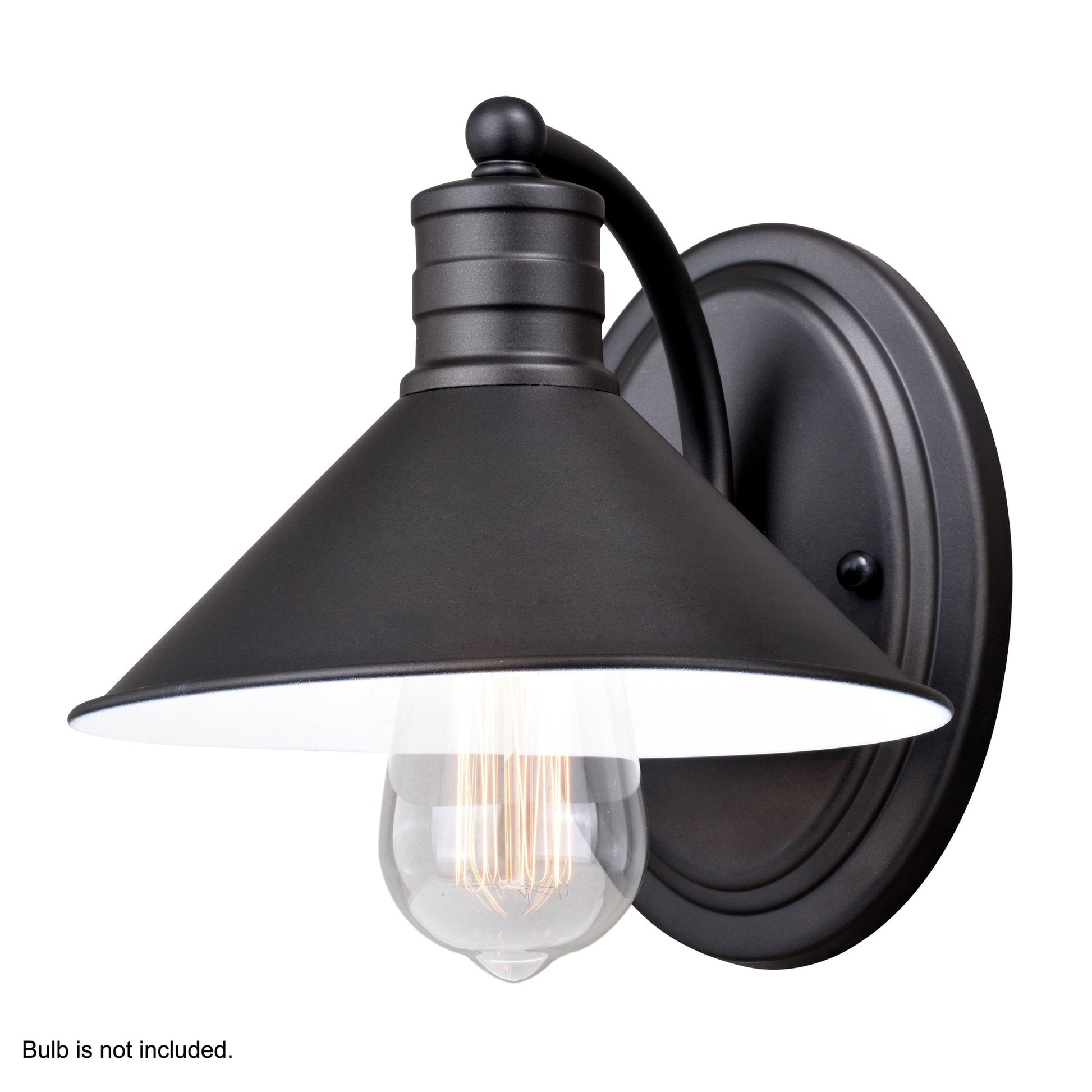 Vaxcel Akron 8" 1-Light Oil Rubbed Bronze and Matte White Vanity Wall Sconce With Metal Shade