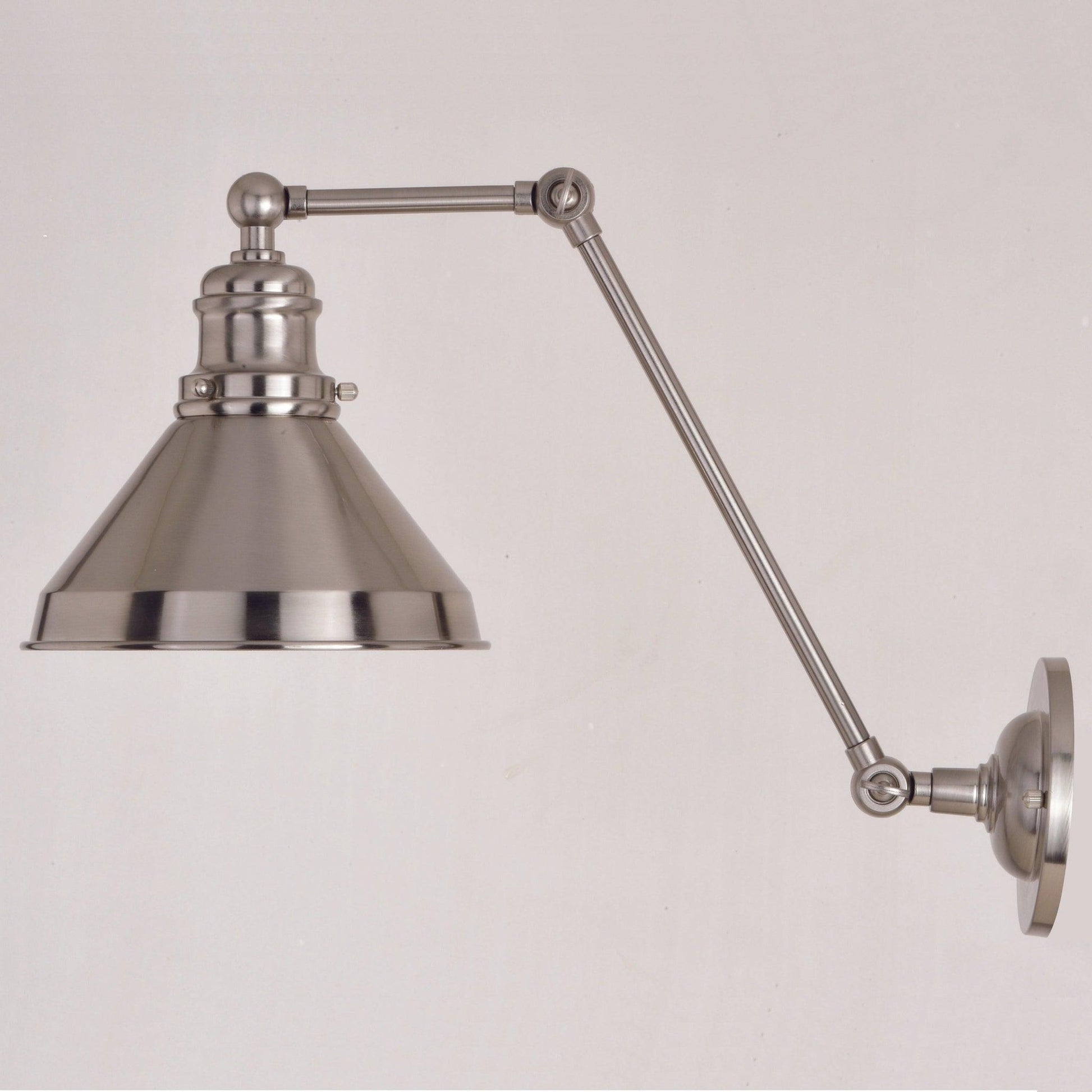 Vaxcel Alexis 8" 1-Light Satin Nickel and Matte White Adjustable Swing Arm Wall Light With Metal Shade