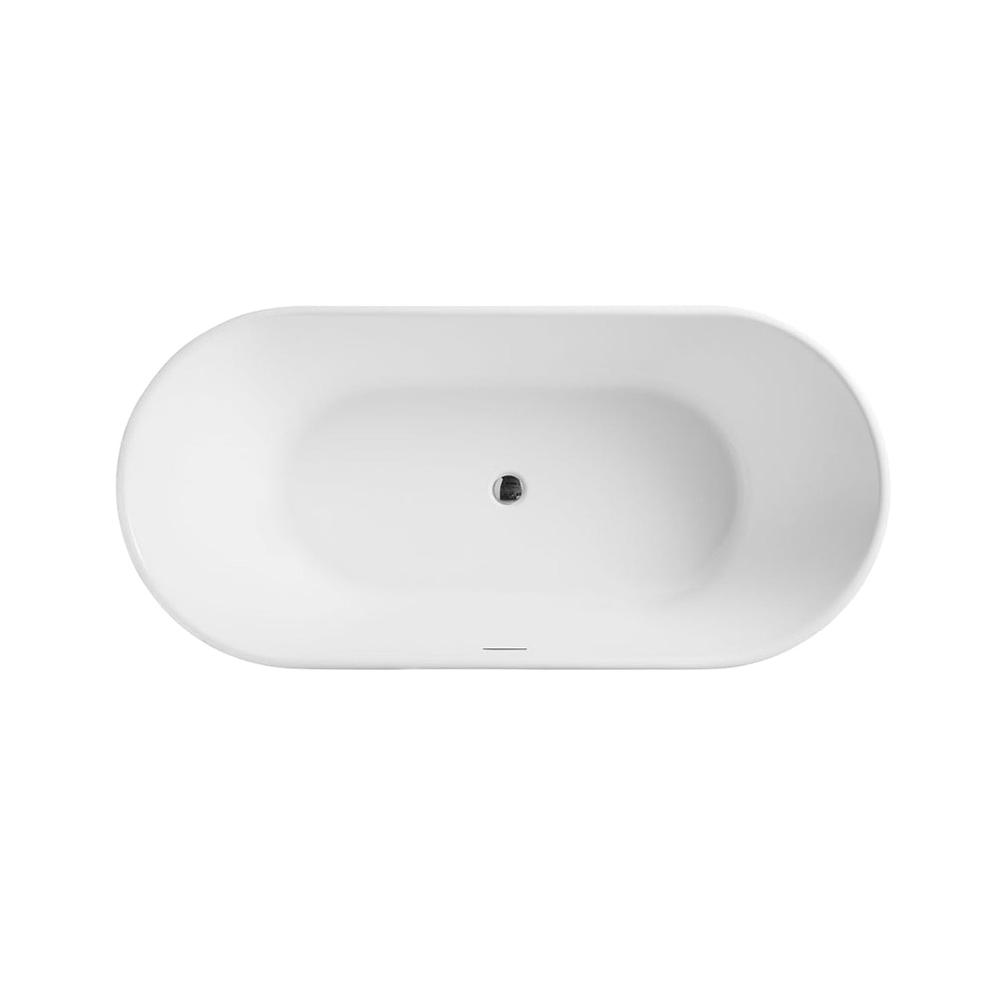 Vinnova Angelica 59" x 32" White Oval Freestanding Soaking Acrylic Bathtub