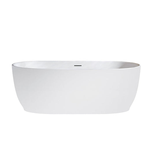 Vinnova Angelica 59" x 32" White Oval Freestanding Soaking Acrylic Bathtub