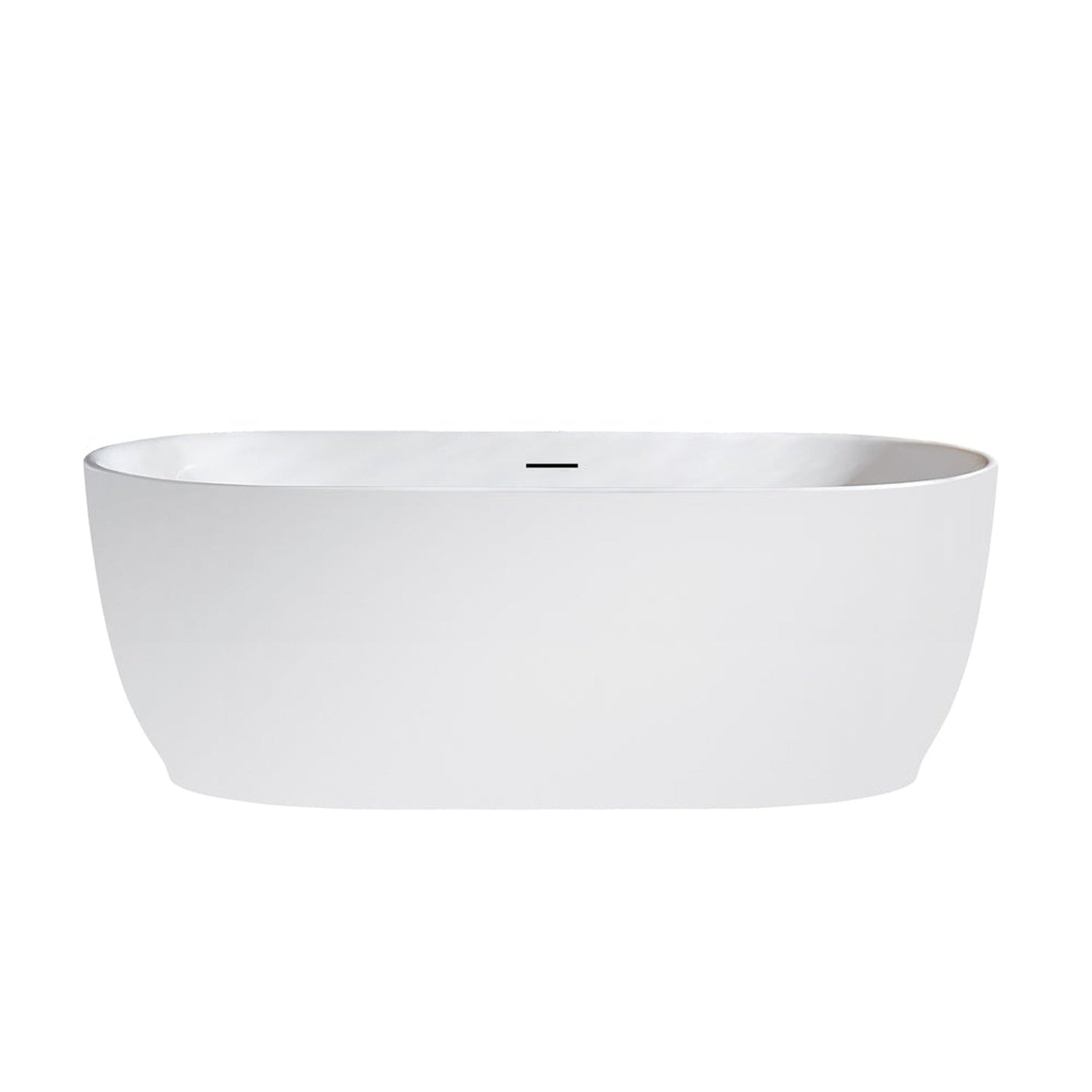 Vinnova Angelica 67" x 32" White Oval Freestanding Soaking Acrylic Bathtub