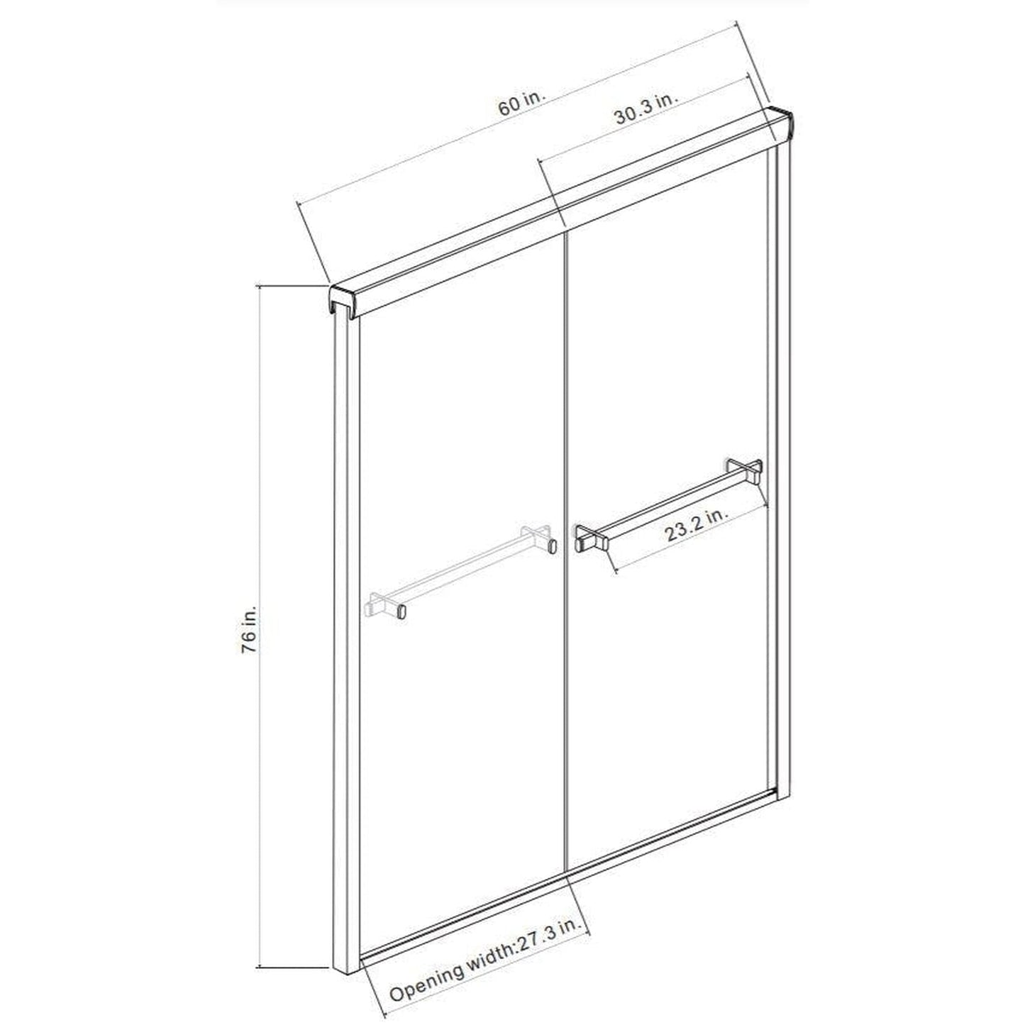 Vinnova Ascoli 60" x 76" Polished Chrome Reversible Double Sliding Bypass Framed Shower Door