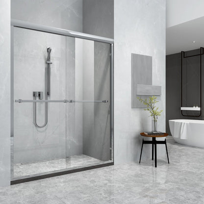 Vinnova Ascoli 60" x 76" Polished Chrome Reversible Double Sliding Bypass Framed Shower Door