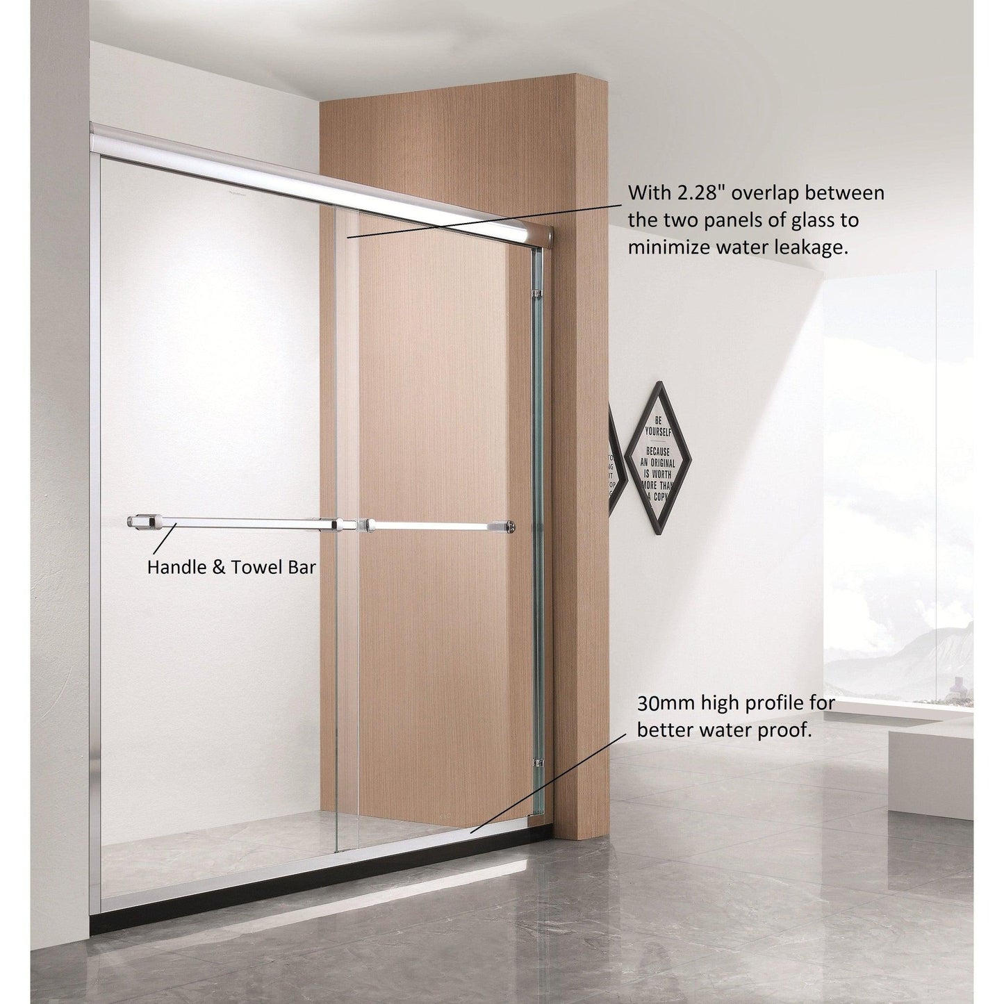 Vinnova Ascoli 60" x 76" Polished Chrome Reversible Double Sliding Bypass Framed Shower Door