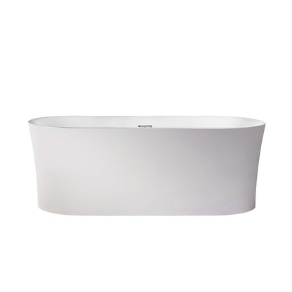 Vinnova Aubrey 67" x 32" White Oval Freestanding Soaking Acrylic Bathtub With Air Jet & Lighting