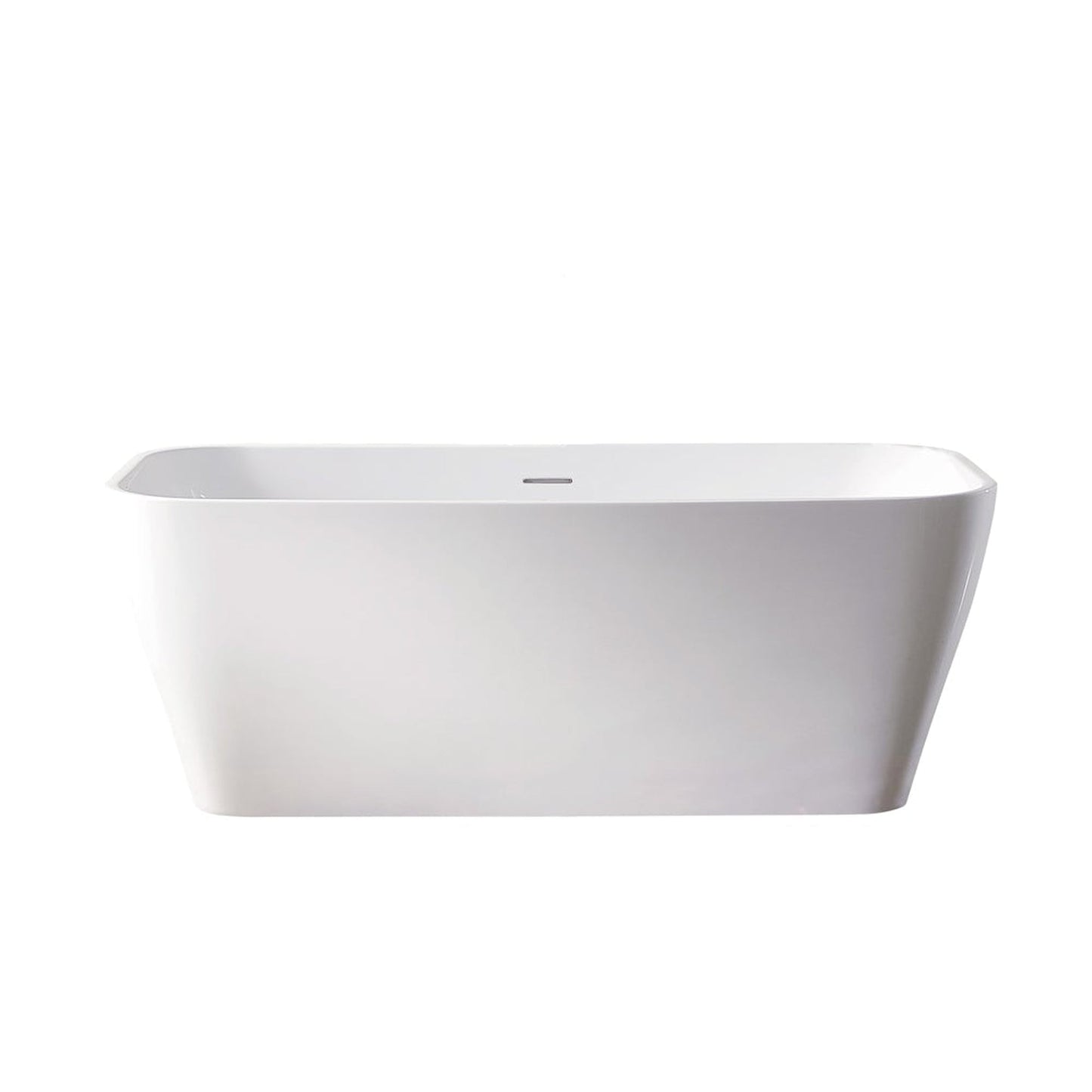 Vinnova Augustine 59" x 32" White Rectangular Freestanding Soaking Acrylic Bathtub