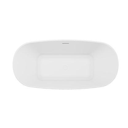 Vinnova Azagra 59" x 32" Matte White Oval Freestanding Soaking Acrylic Bathtub