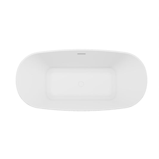Vinnova Azagra 59" x 32" Matte White Oval Freestanding Soaking Acrylic Bathtub