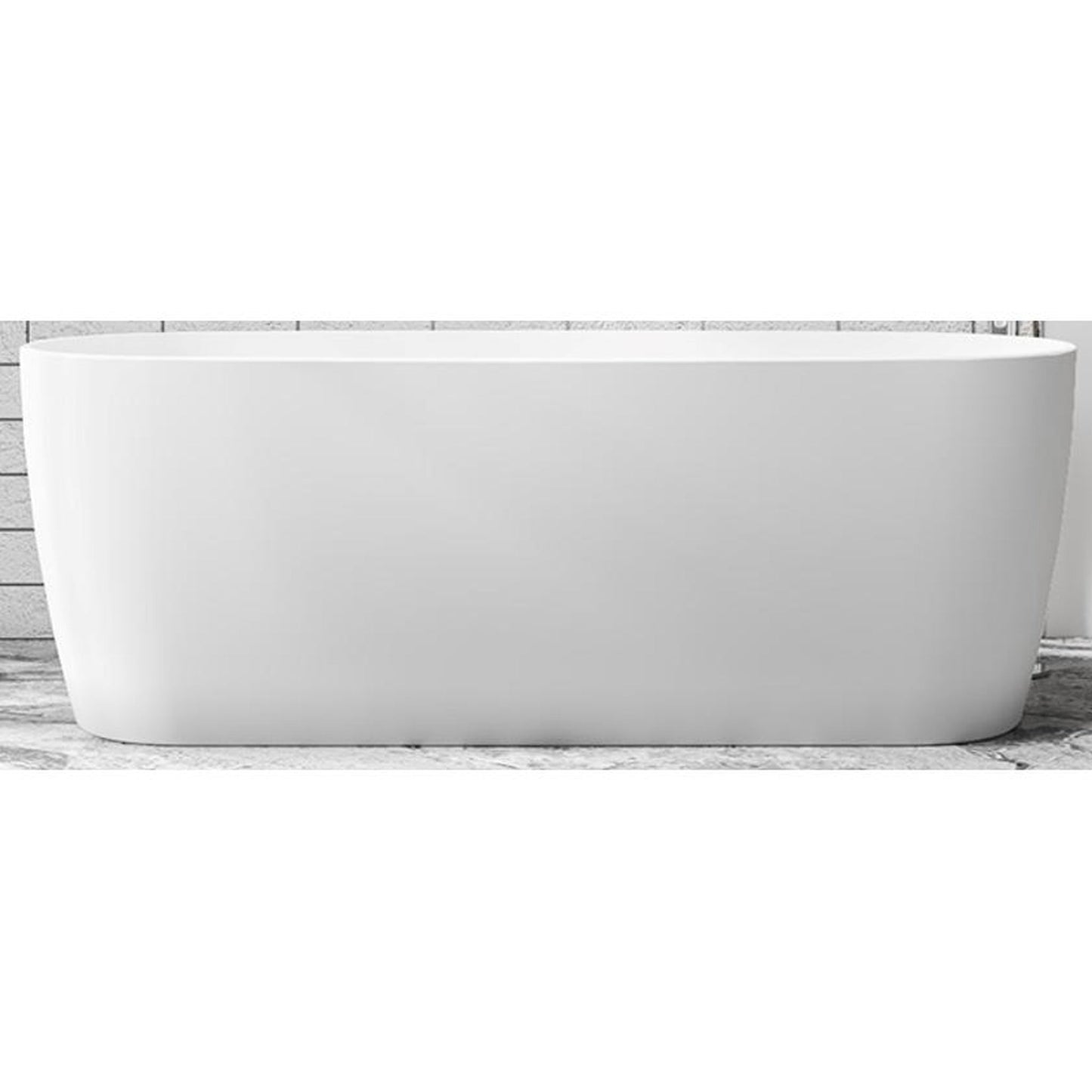 Vinnova Azagra 67" x 32" Matte White Oval Freestanding Soaking Acrylic Bathtub