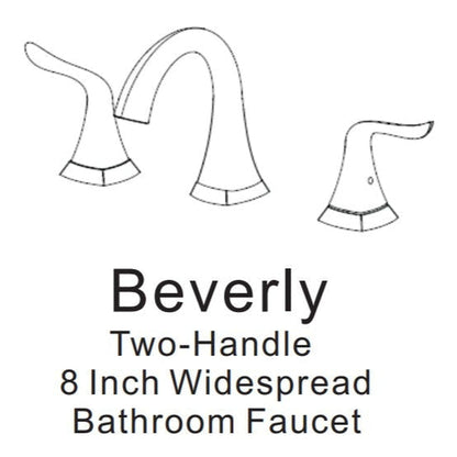 Vinnova Beverly 7" Two Hole Brushed Nickel 8" Widespread Low Arc Waterfall Bathroom Sink Faucet