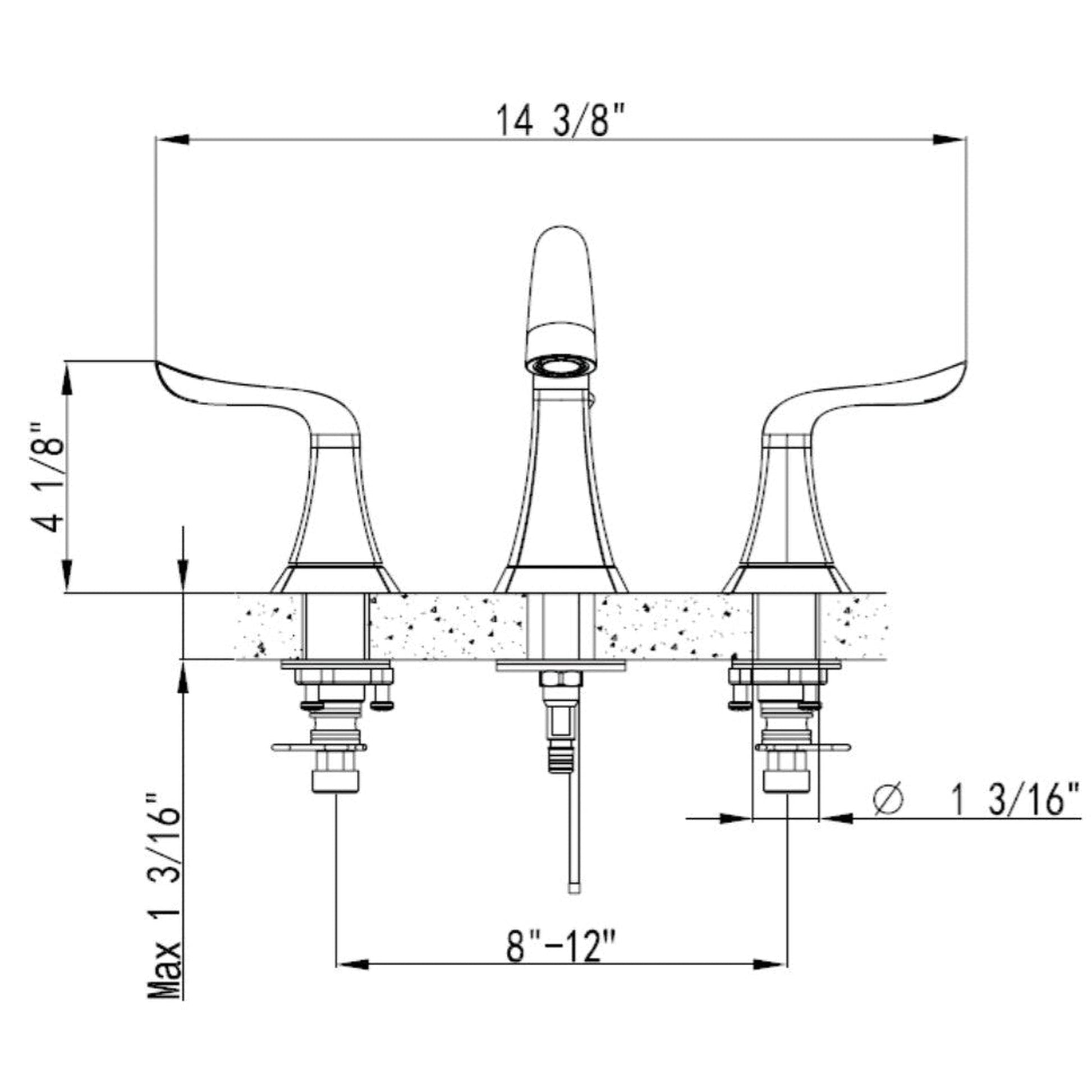 Vinnova Beverly 7" Two Hole Brushed Nickel 8" Widespread Low Arc Waterfall Bathroom Sink Faucet