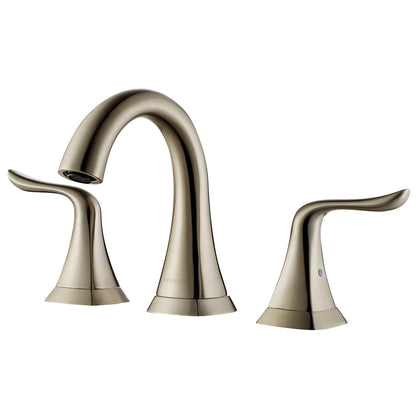 Vinnova Beverly 7" Two Hole Brushed Nickel 8" Widespread Low Arc Waterfall Bathroom Sink Faucet