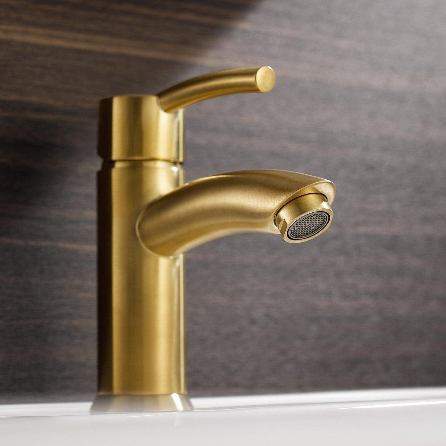 Vinnova Bliss 6" Single Hole Brushed Gold Low Arc Bathroom Sink Faucet