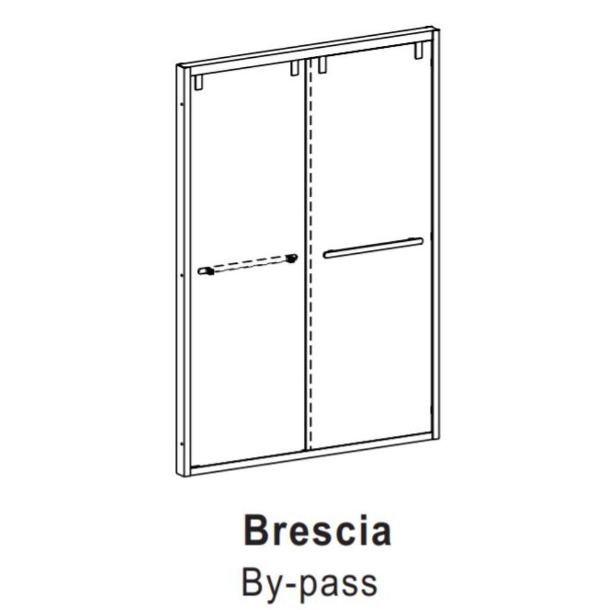 Vinnova Brescia 48" x 76" Brushed Nickel Reversible Double Sliding Bypass Framed Shower Door