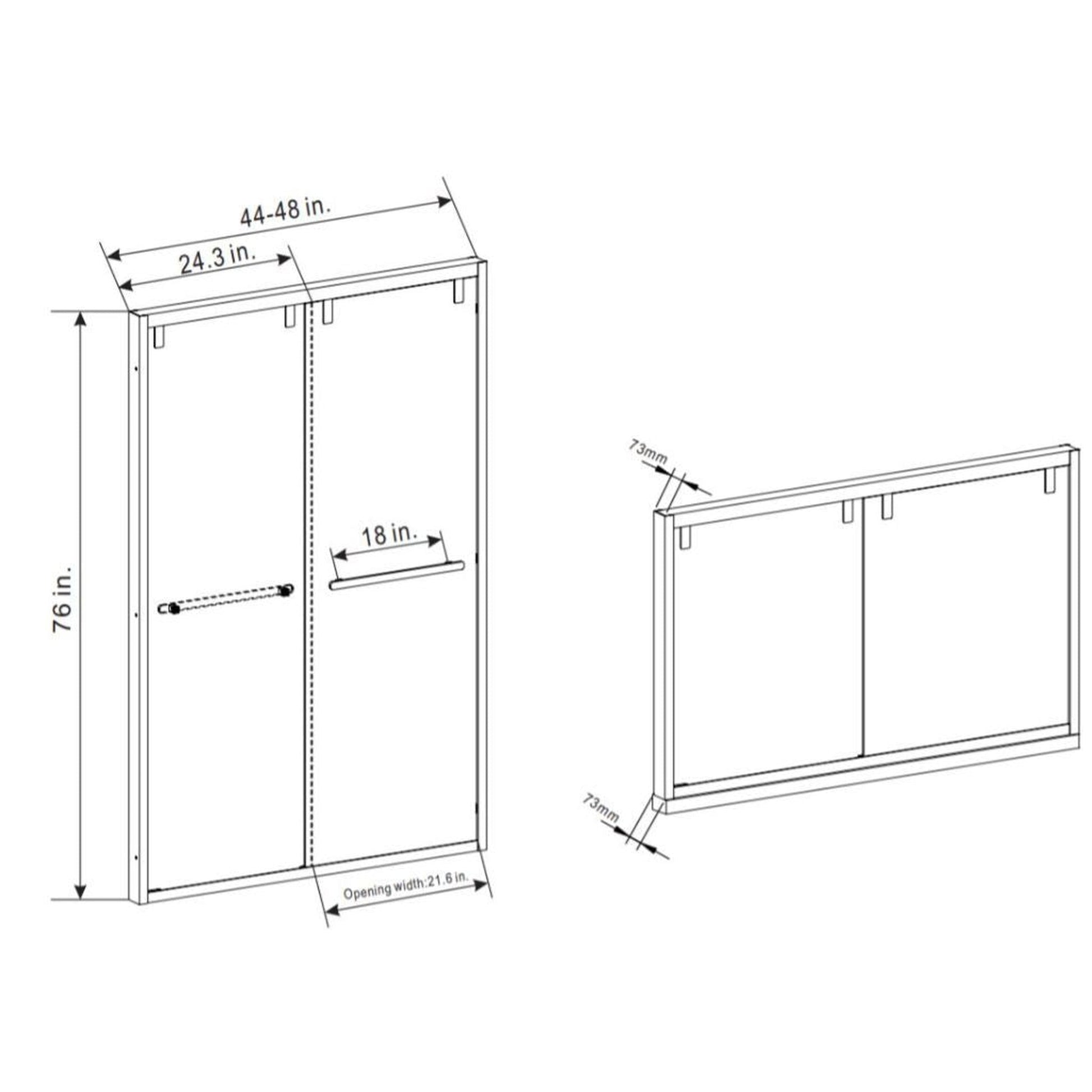 Vinnova Brescia 48" x 76" Brushed Nickel Reversible Double Sliding Bypass Framed Shower Door