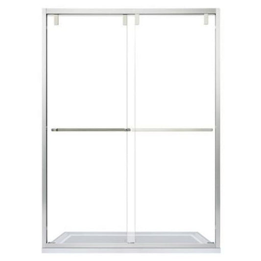 Vinnova Brescia 48" x 76" Brushed Nickel Reversible Double Sliding Bypass Framed Shower Door