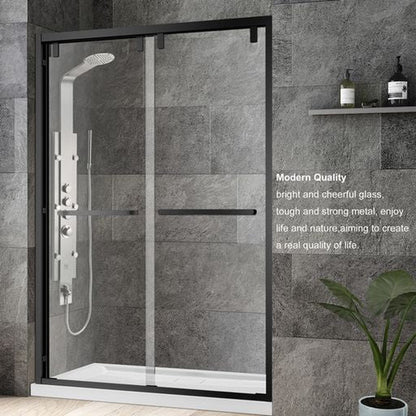 Vinnova Brescia 48" x 76" Matte Black Reversible Double Sliding Bypass Framed Shower Door