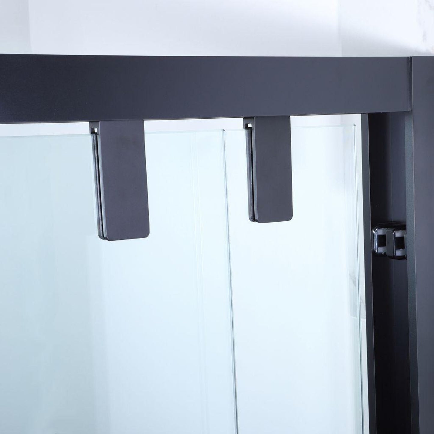 Vinnova Brescia 48" x 76" Matte Black Reversible Double Sliding Bypass Framed Shower Door