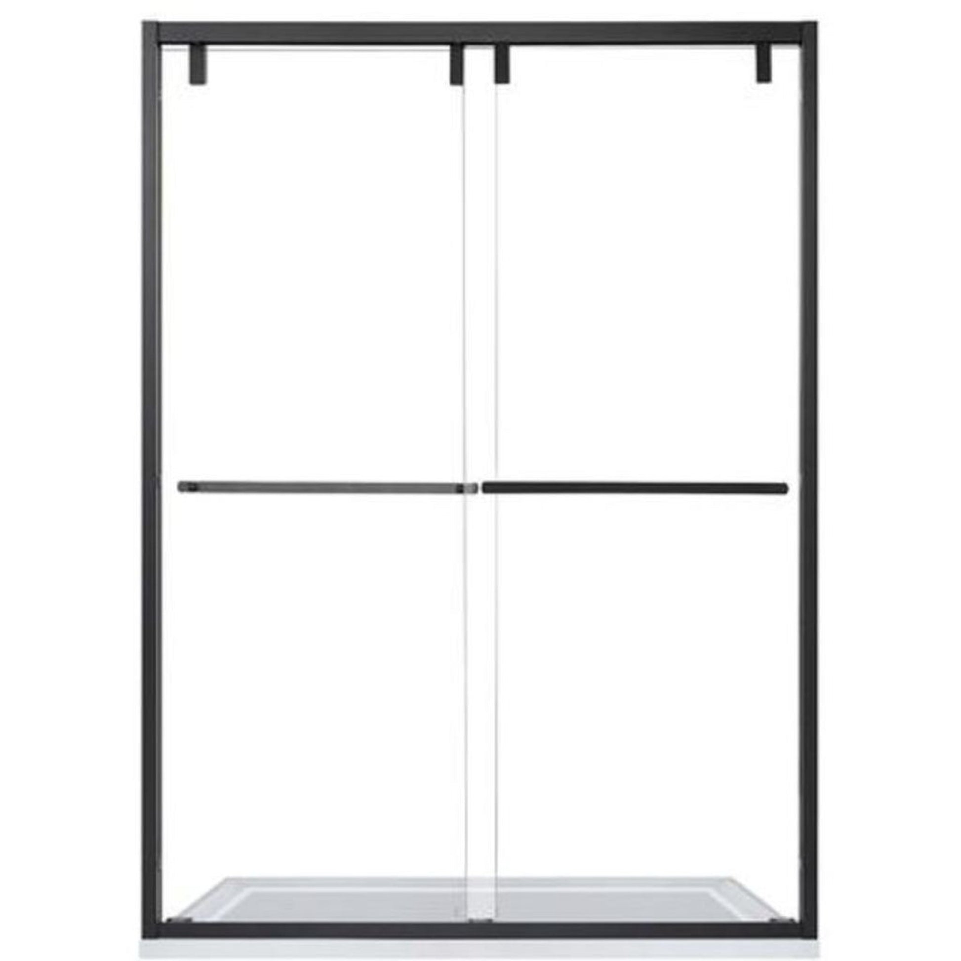 Vinnova Brescia 48" x 76" Matte Black Reversible Double Sliding Bypass Framed Shower Door