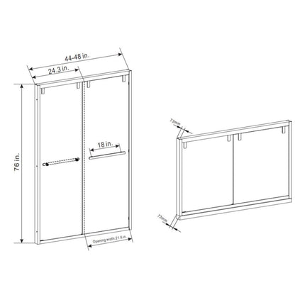 Vinnova Brescia 48" x 76" Polished Chrome Reversible Double Sliding Bypass Framed Shower Door