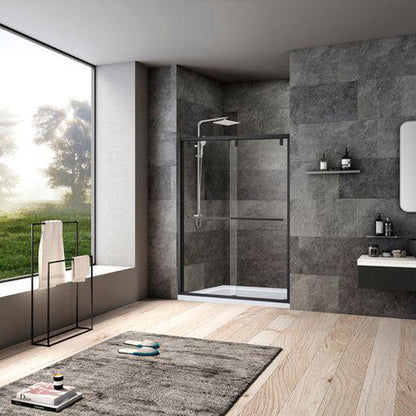 Vinnova Brescia 56" x 76" Matte Black Reversible Double Sliding Bypass Framed Shower Door