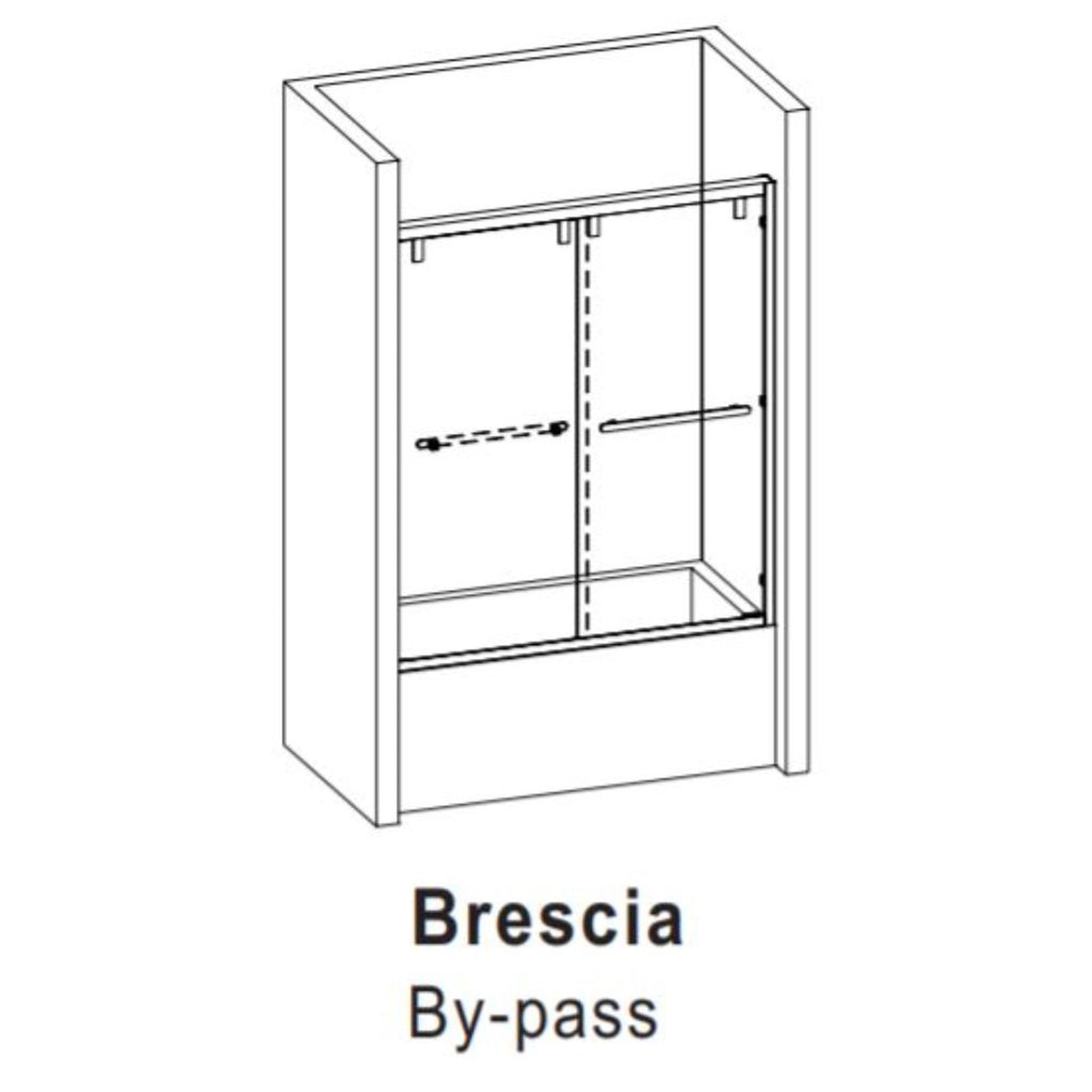 Vinnova Brescia 60" x 58" Brushed Nickel Reversible Double Sliding Bypass Framed Tub Door